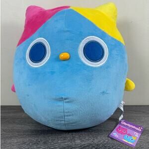 Yamani Owl Big Eyed Cat Blue Yellow Pink Tabby Plush 14"-15” Large Stuffed Toy